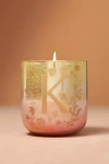 BY ANTHROPOLOGIE OMBRÉ MONOGRAM FLORAL NIGHT GARDENIA GLASS CANDLE