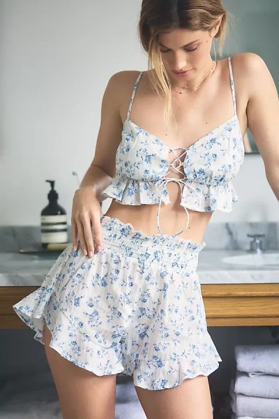 By Anthropologie Floral Pajama Shorts In White
