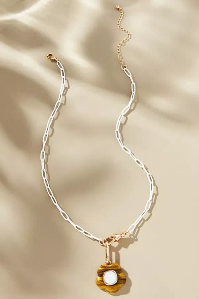 By Anthropologie Floral Paperclip Necklace In White