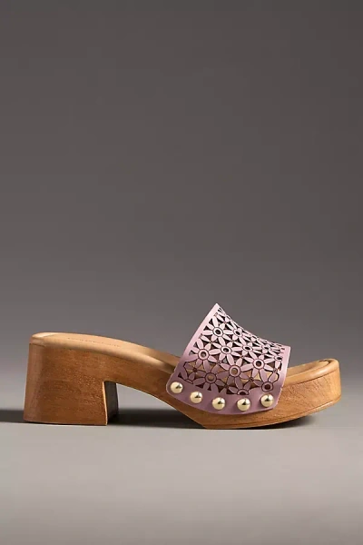 By Anthropologie Floral Peep-toe Clog Sandals In Pink
