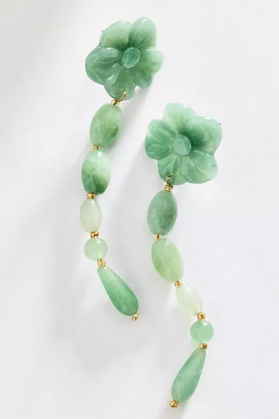 By Anthropologie Floral Stone Drop Earrings In White