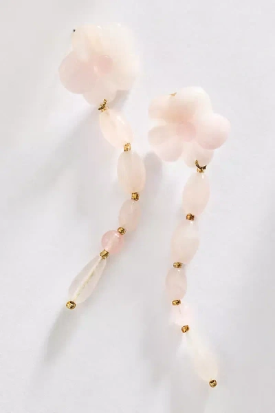 By Anthropologie Floral Stone Drop Earrings In White