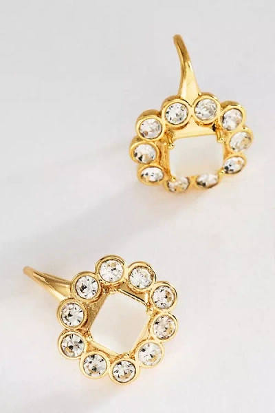 By Anthropologie Floral Stone Huggie Earrings In Gold