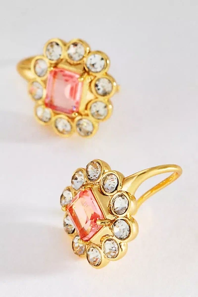 By Anthropologie Floral Stone Huggie Earrings In Gold