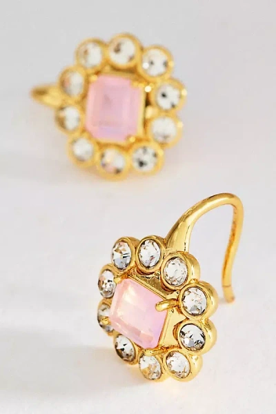 By Anthropologie Floral Stone Huggie Earrings In Gold