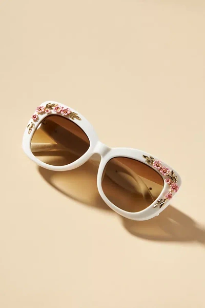 By Anthropologie Floral-trimmed Cat-eye Sunglasses In Gold