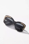 By Anthropologie Floral-trimmed Cat-eye Sunglasses In Black