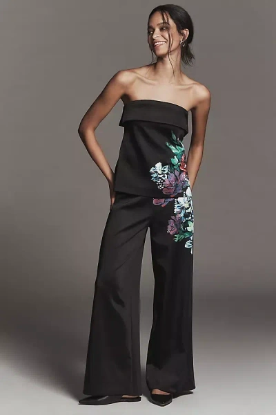 By Anthropologie Floral Trousers Pants In Black