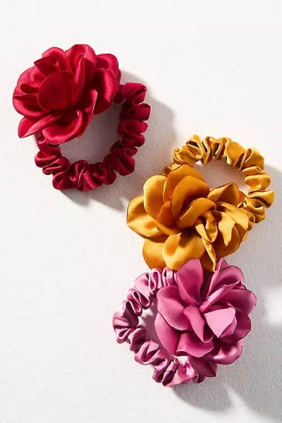 By Anthropologie Florette Scrunchies, Set Of 3 In Purple