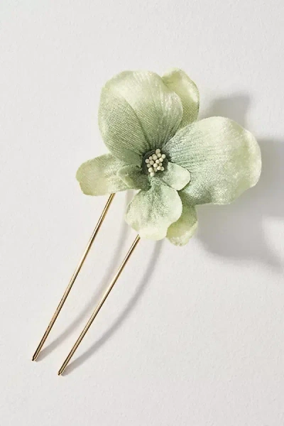 By Anthropologie Flower Bloom Hair Pin In Green