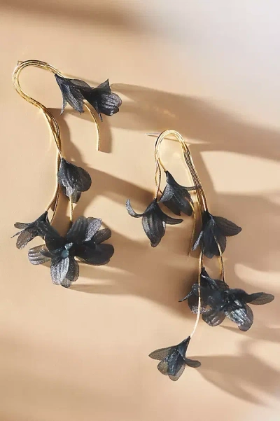 By Anthropologie Flower Drop Earrings In Black