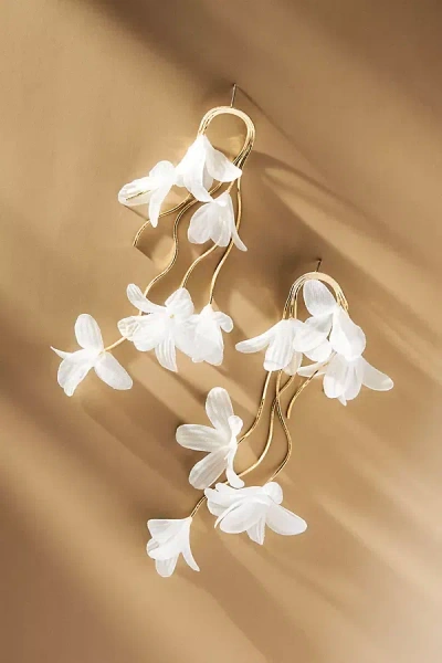 By Anthropologie Flower Drop Earrings In White
