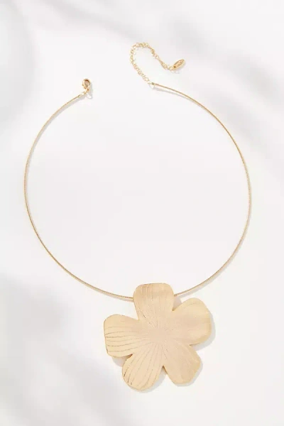 By Anthropologie Flower Pendant Collar Necklace In Gold