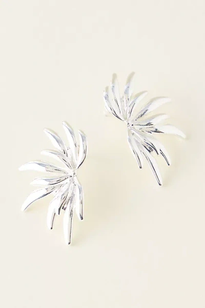 By Anthropologie Flower Post Earrings In Silver