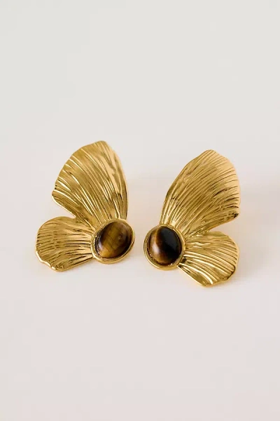 By Anthropologie Flower Stone Post Earrings In Gold