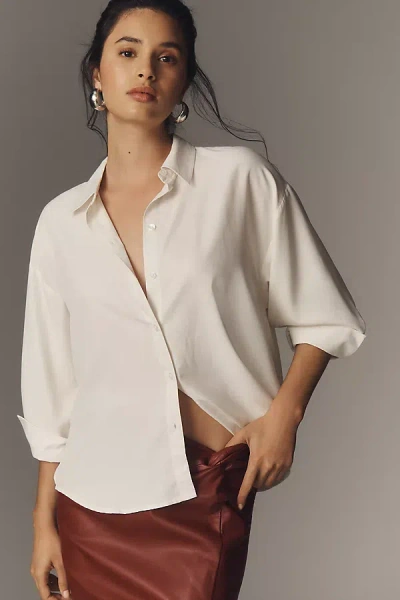 By Anthropologie Flowy Oversized Buttondown Blouse In White