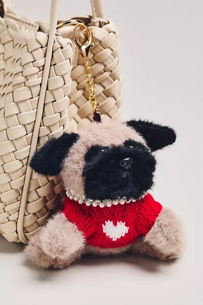 By Anthropologie Fluffy Dog Plush Bag Charm In Multi