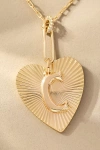 By Anthropologie Fluted Heart Pendant Monogram Necklace