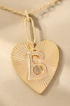 By Anthropologie Fluted Heart Pendant Monogram Necklace