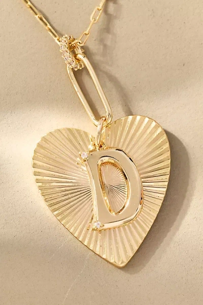 By Anthropologie Fluted Heart Pendant Monogram Necklace
