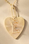 By Anthropologie Fluted Heart Pendant Monogram Necklace