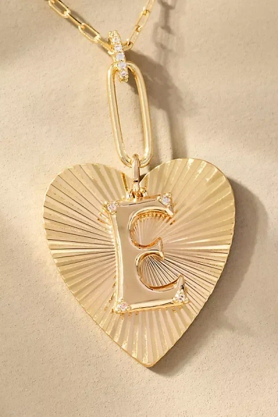 By Anthropologie Fluted Heart Pendant Monogram Necklace