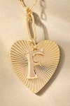 By Anthropologie Fluted Heart Pendant Monogram Necklace