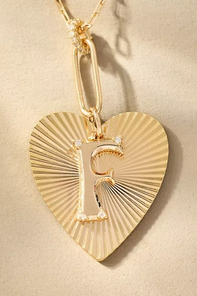 By Anthropologie Fluted Heart Pendant Monogram Necklace