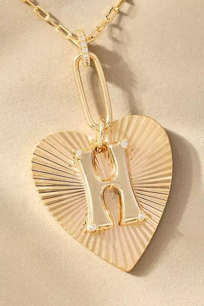 By Anthropologie Fluted Heart Pendant Monogram Necklace