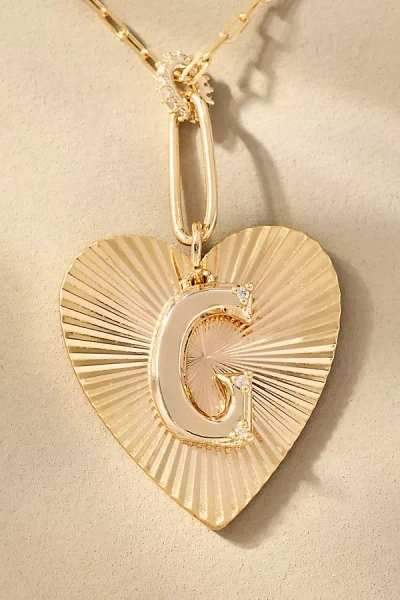 By Anthropologie Fluted Heart Pendant Monogram Necklace