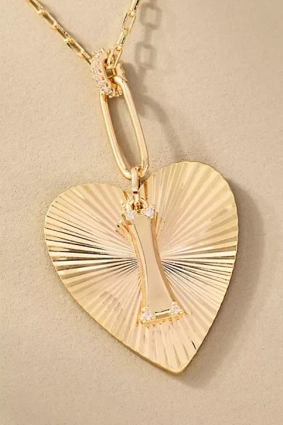 By Anthropologie Fluted Heart Pendant Monogram Necklace
