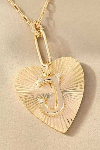 By Anthropologie Fluted Heart Pendant Monogram Necklace