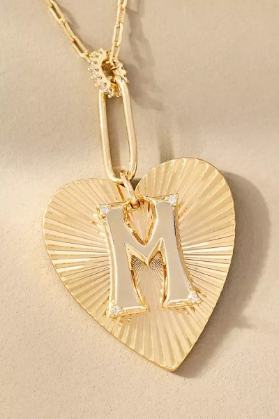By Anthropologie Fluted Heart Pendant Monogram Necklace