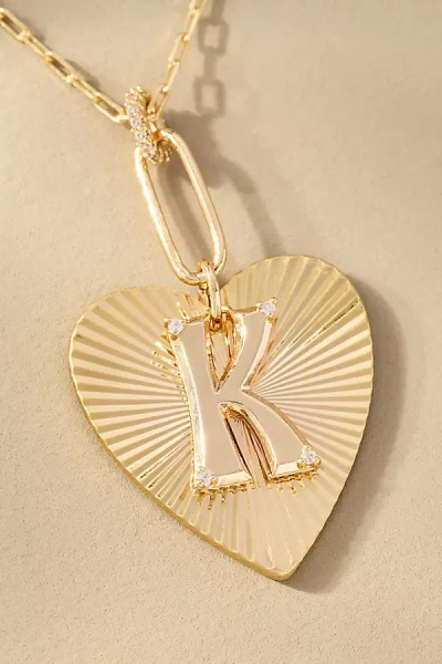 By Anthropologie Fluted Heart Pendant Monogram Necklace