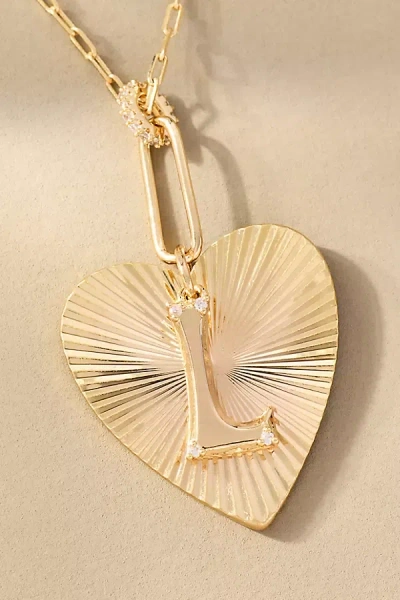 By Anthropologie Fluted Heart Pendant Monogram Necklace