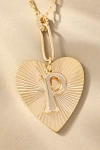 By Anthropologie Fluted Heart Pendant Monogram Necklace