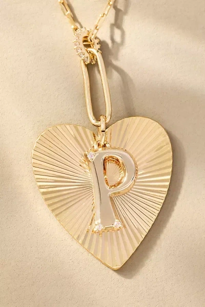 By Anthropologie Fluted Heart Pendant Monogram Necklace