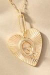 By Anthropologie Fluted Heart Pendant Monogram Necklace