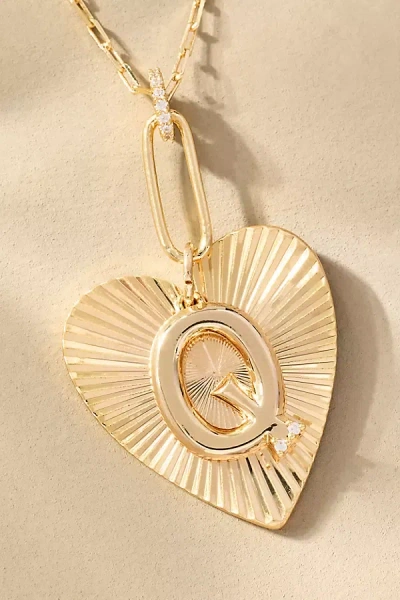 By Anthropologie Fluted Heart Pendant Monogram Necklace