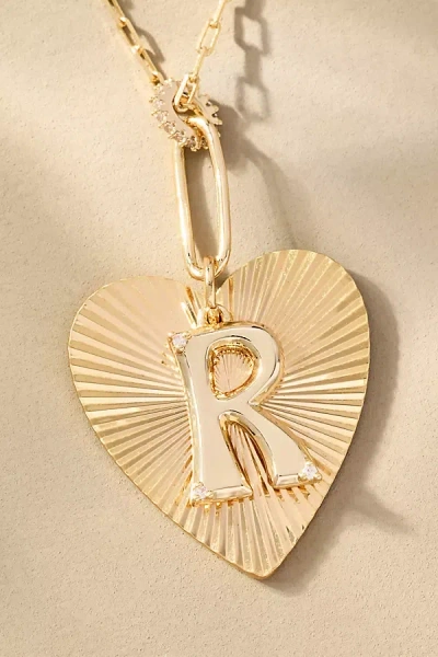 By Anthropologie Fluted Heart Pendant Monogram Necklace