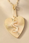By Anthropologie Fluted Heart Pendant Monogram Necklace