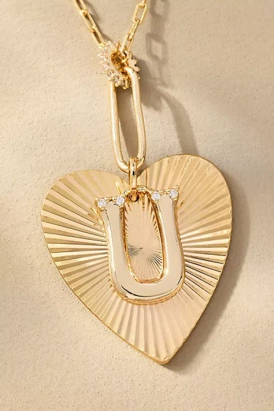 By Anthropologie Fluted Heart Pendant Monogram Necklace