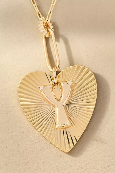 By Anthropologie Fluted Heart Pendant Monogram Necklace