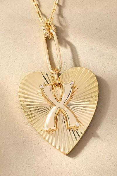 By Anthropologie Fluted Heart Pendant Monogram Necklace