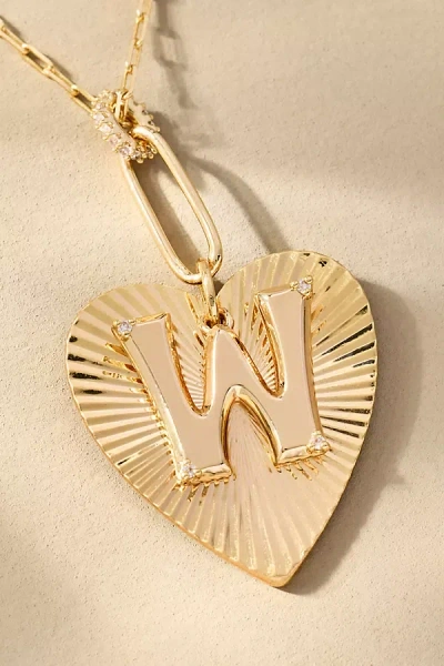 By Anthropologie Fluted Heart Pendant Monogram Necklace