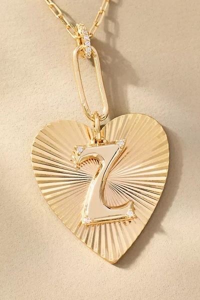 By Anthropologie Fluted Heart Pendant Monogram Necklace
