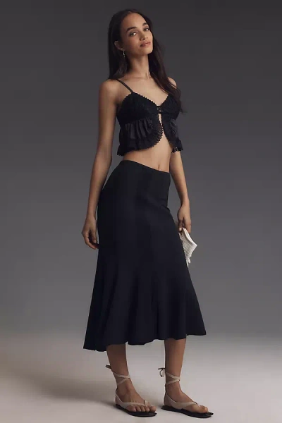 By Anthropologie Fluted Knit Pencil Midi Skirt In Grey