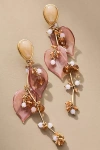 By Anthropologie Flutter Floral Drop Earrings In Pink