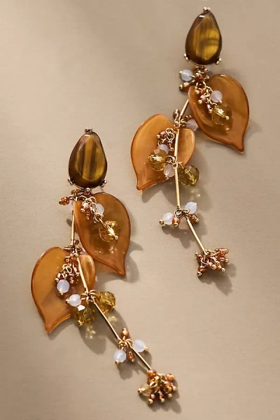 By Anthropologie Flutter Floral Drop Earrings In Red
