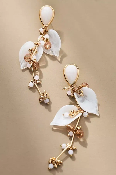 By Anthropologie Flutter Floral Drop Earrings In White